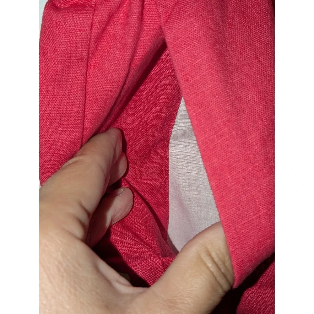 J. Crew Women's Sz. 12 Cropped Linen Blend Pull On Drawstring Pants Pink NWT $90